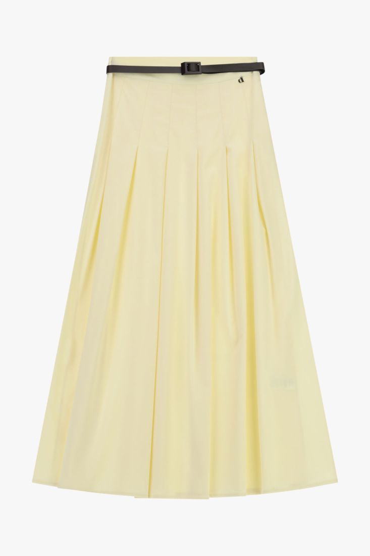 Cream Long pleated skirt with thin belt Baroc Boutique