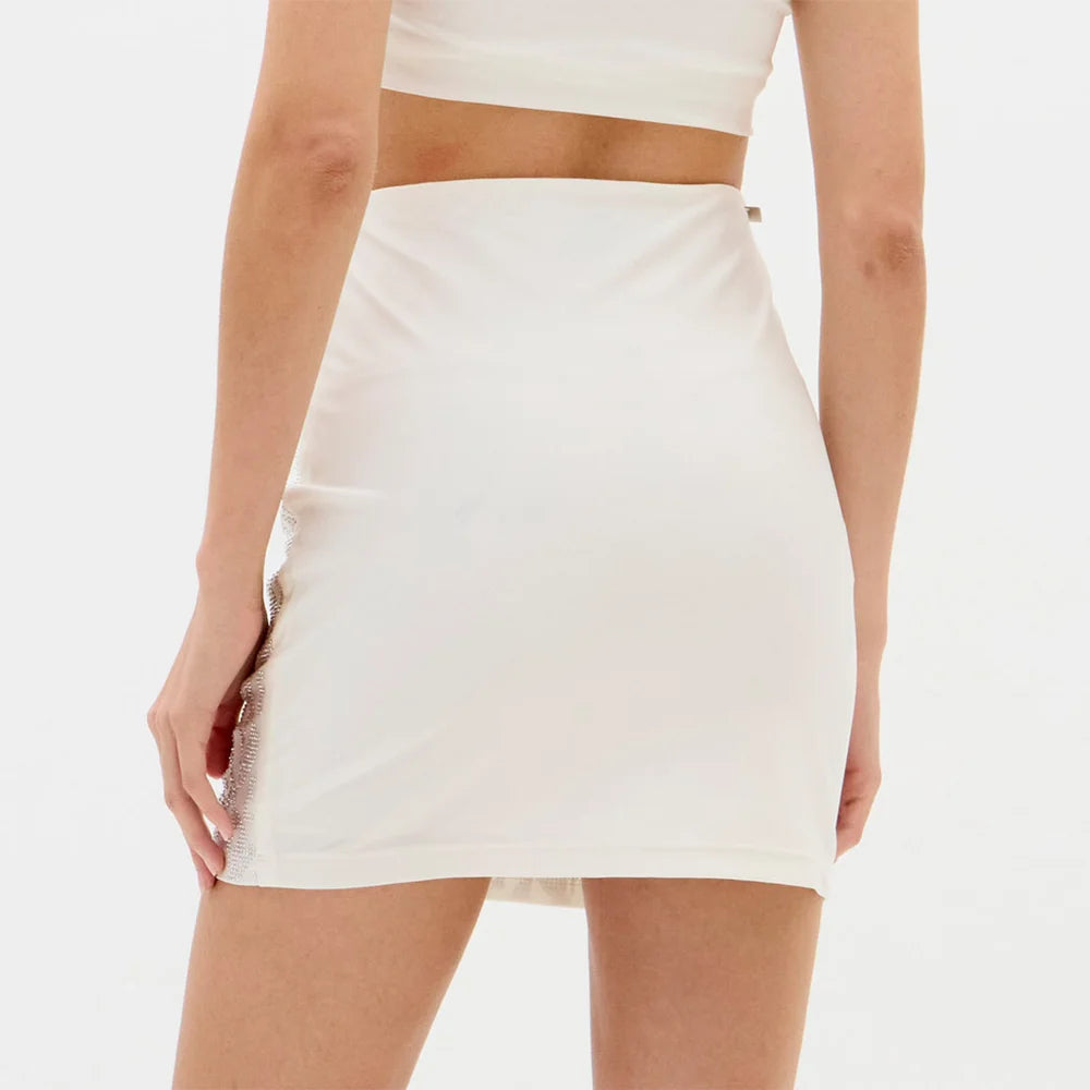 Cream mini skirt with studs Baroc Boutique