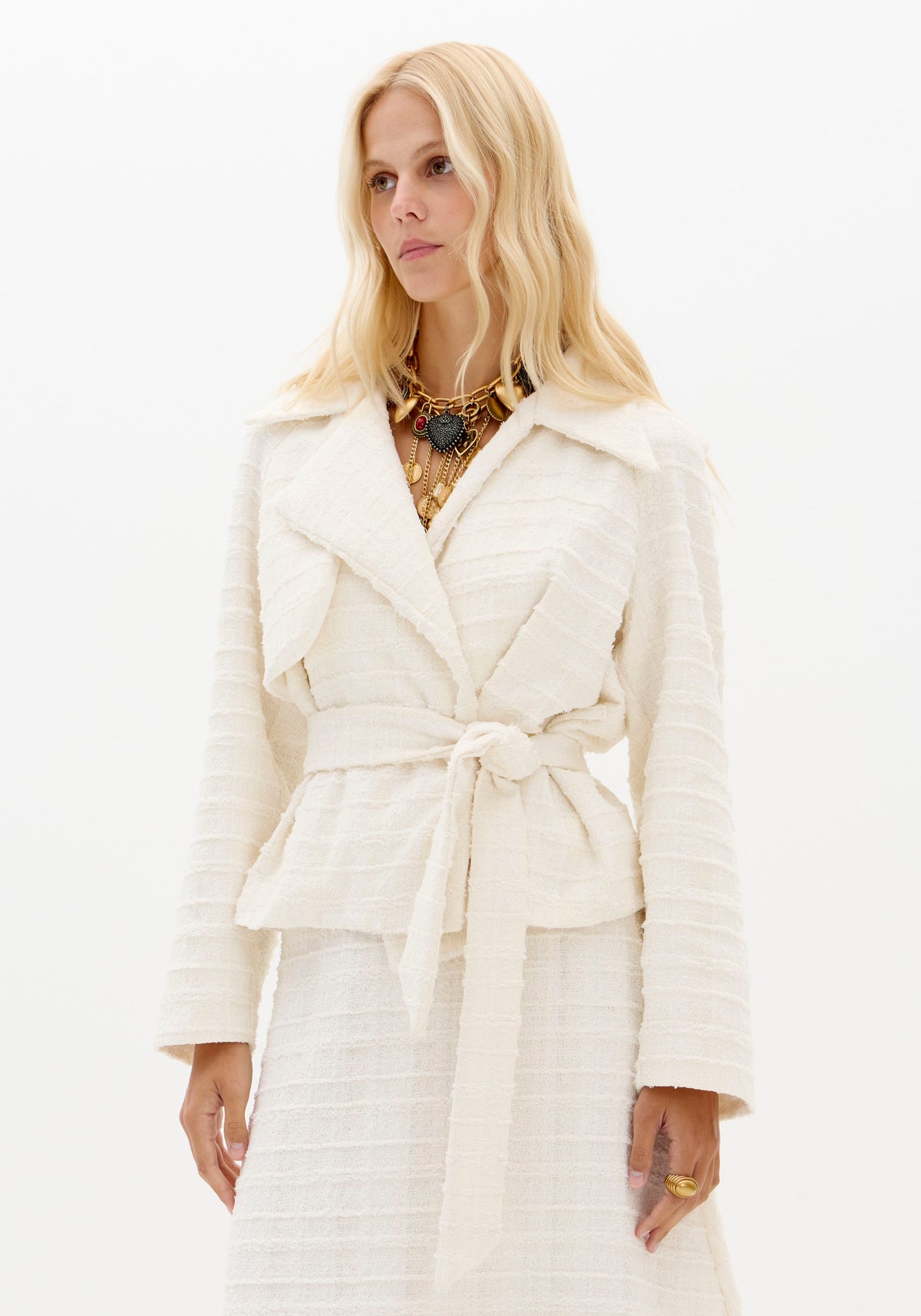 Cream tweed long-sleeve jacket Baroc Boutique