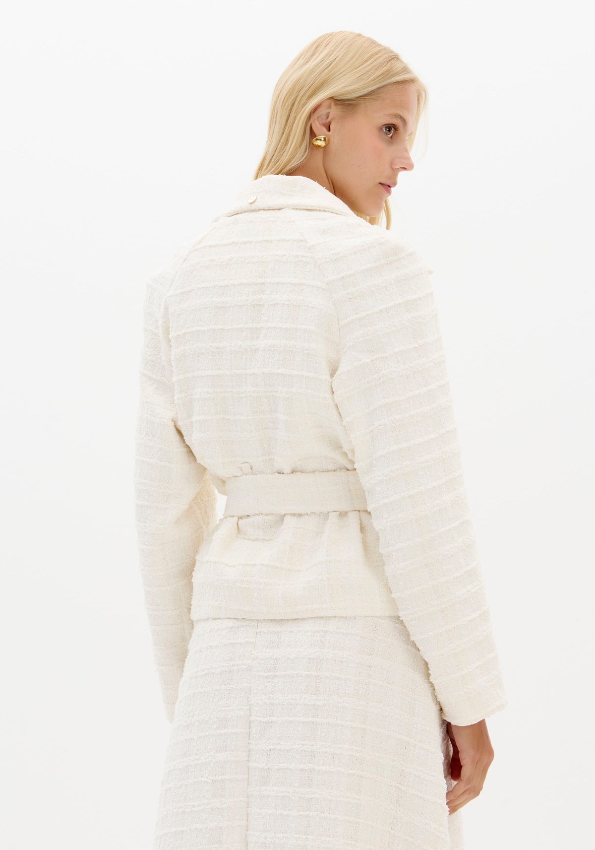 Cream tweed long-sleeve jacket Baroc Boutique