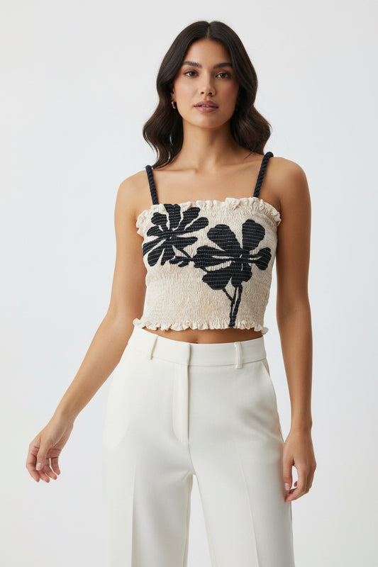 Crop top in smocking fabric Baroc Boutique