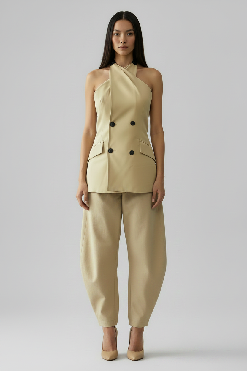 Crossed halter neckline dress Baroc Boutique