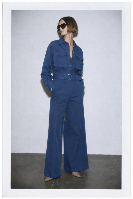 Long sleeve Jumpsuit with belt Baroc Boutique DARK BLUE / Medium