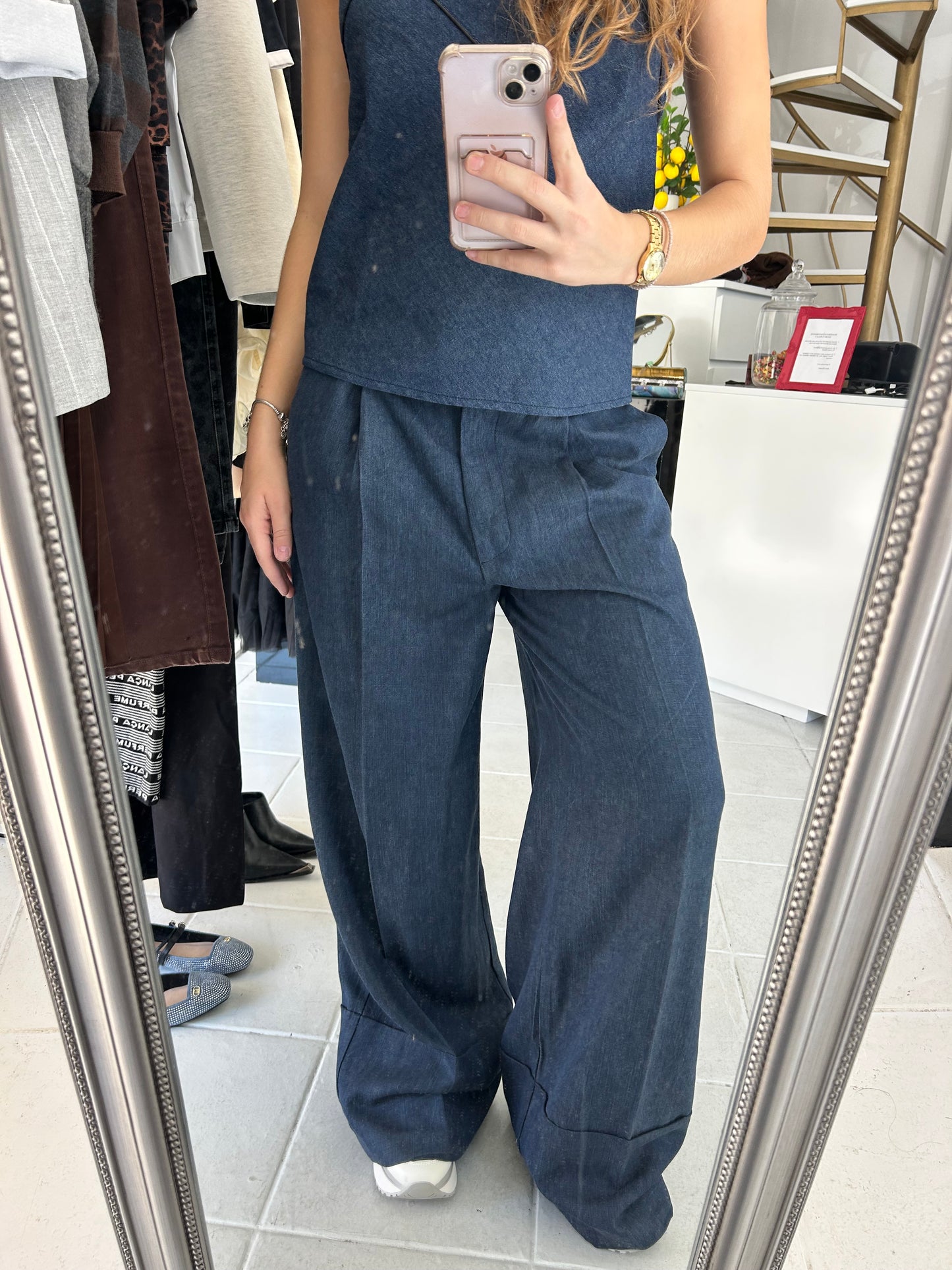 Dark blue wide leg pants Baroc Boutique