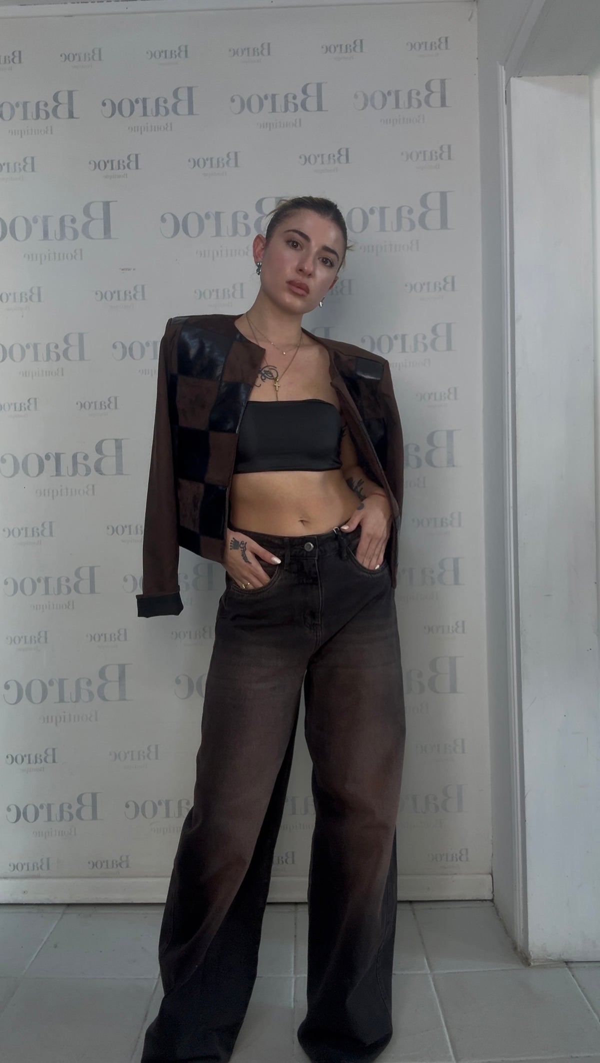 Dark washed mid-rise fit denim trouser Baroc Boutique