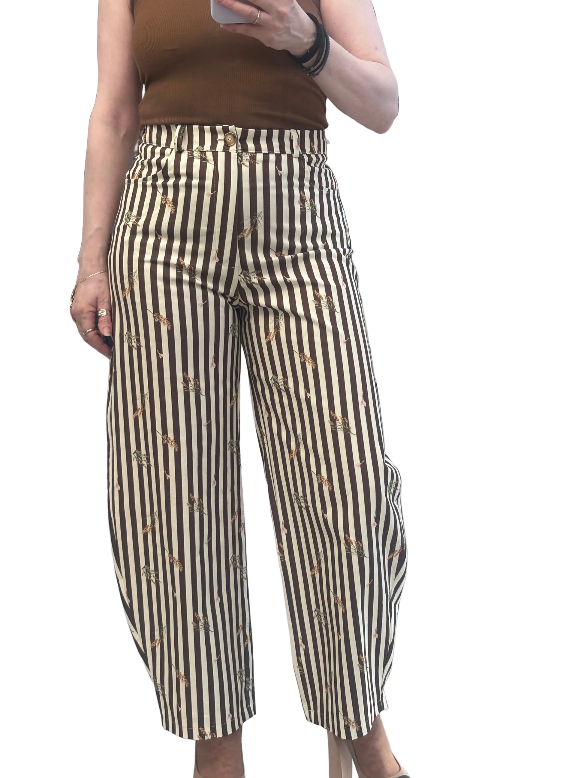 Denim barrel stripe pants Baroc Boutique