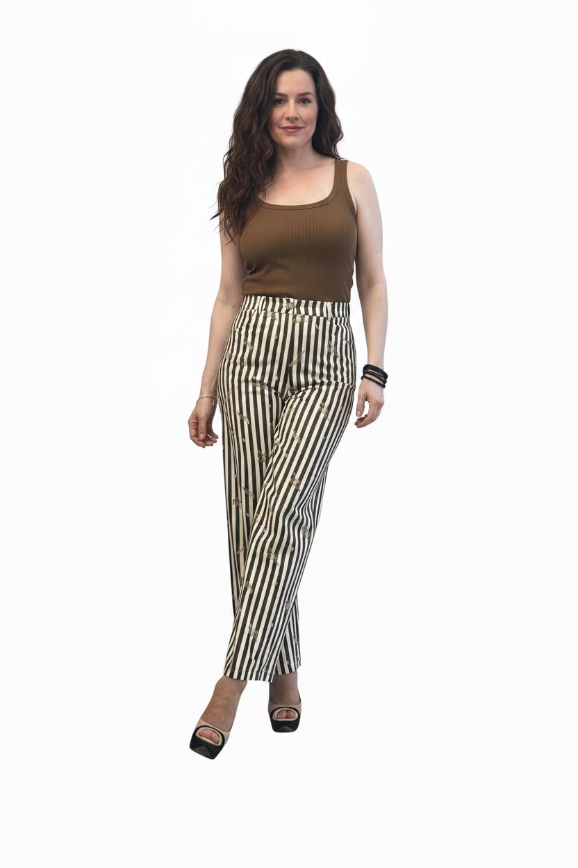 Denim barrel stripe pants Baroc Boutique