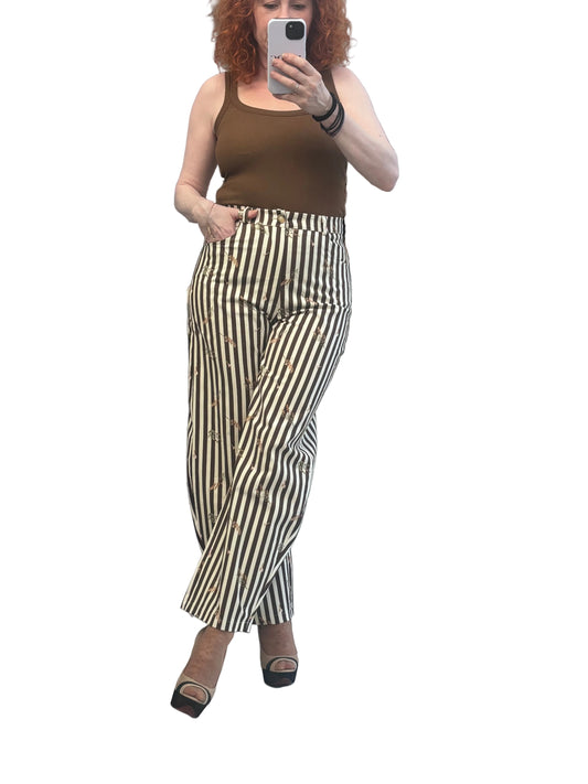 Denim barrel stripe pants Baroc Boutique