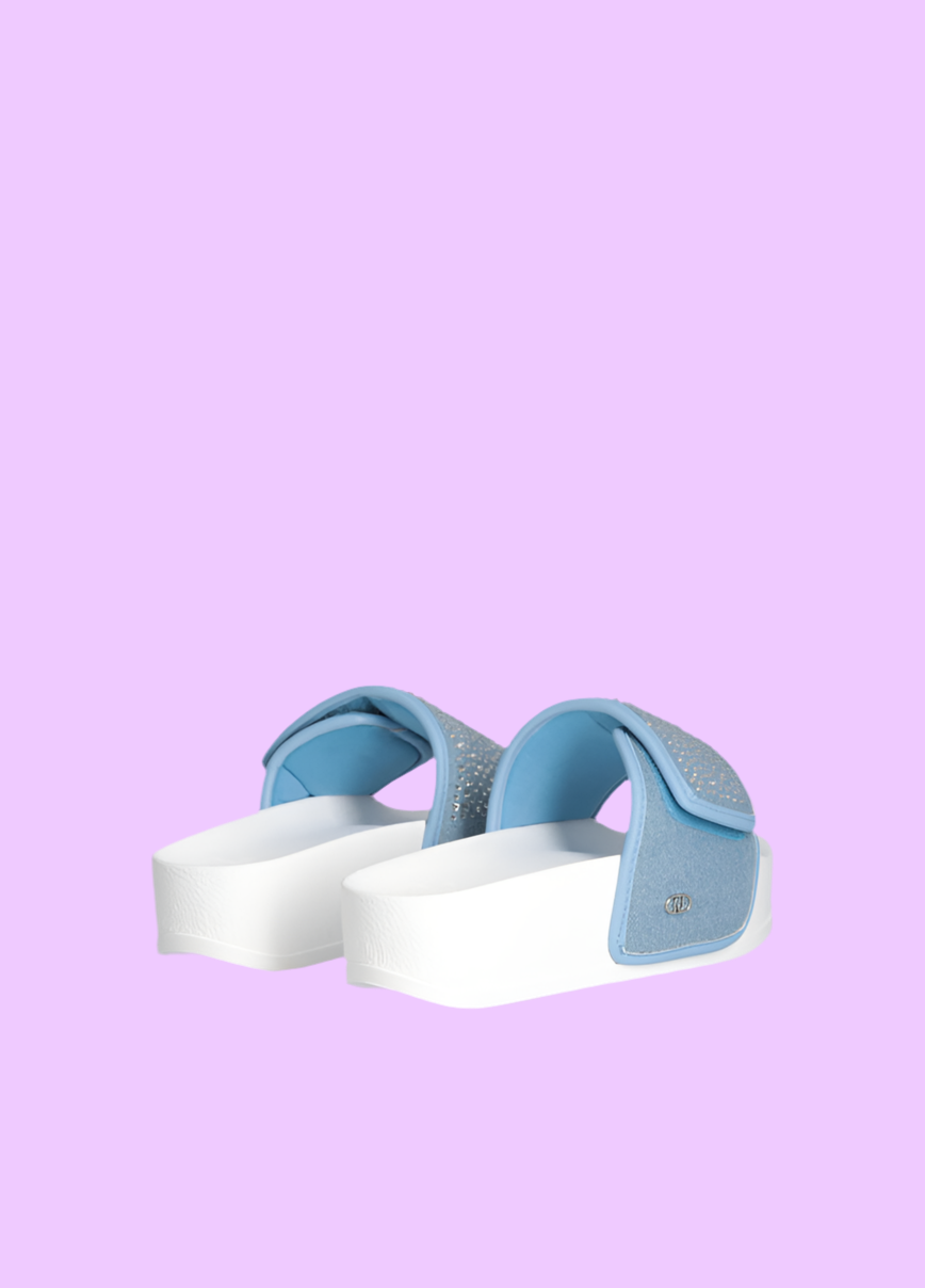 Denim platform sandals with rhinestones Baroc Boutique