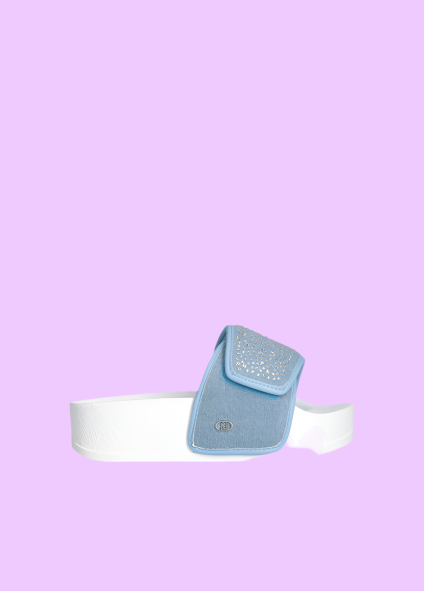 Denim platform sandals with rhinestones Baroc Boutique