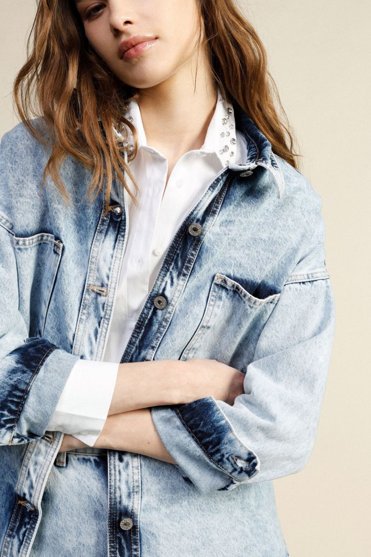 Denim shirt relaxed fit with front pockets Baroc Boutique