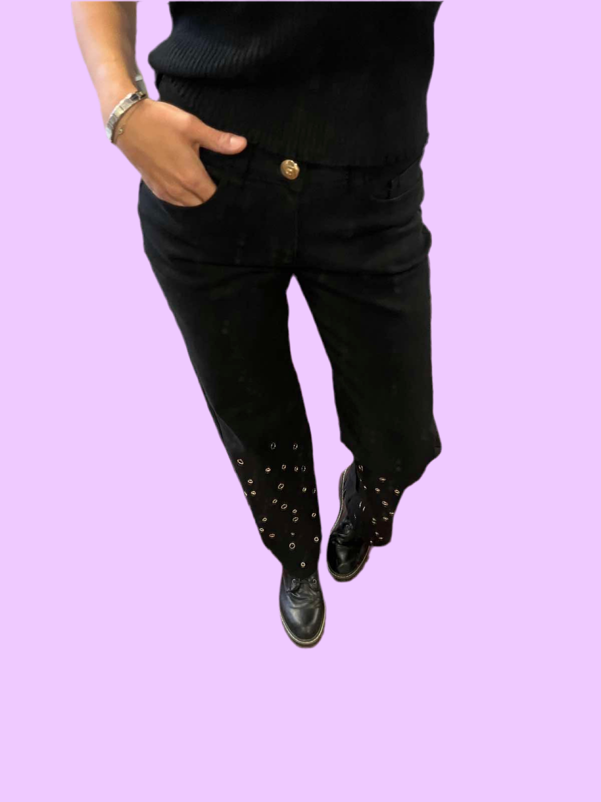 Denim trouser with details on the hem Baroc Boutique