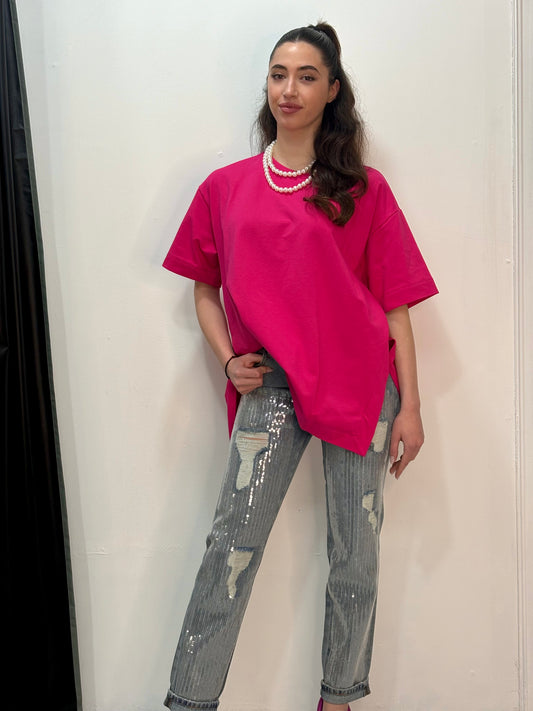 Denim trouser with embroidery Baroc Boutique