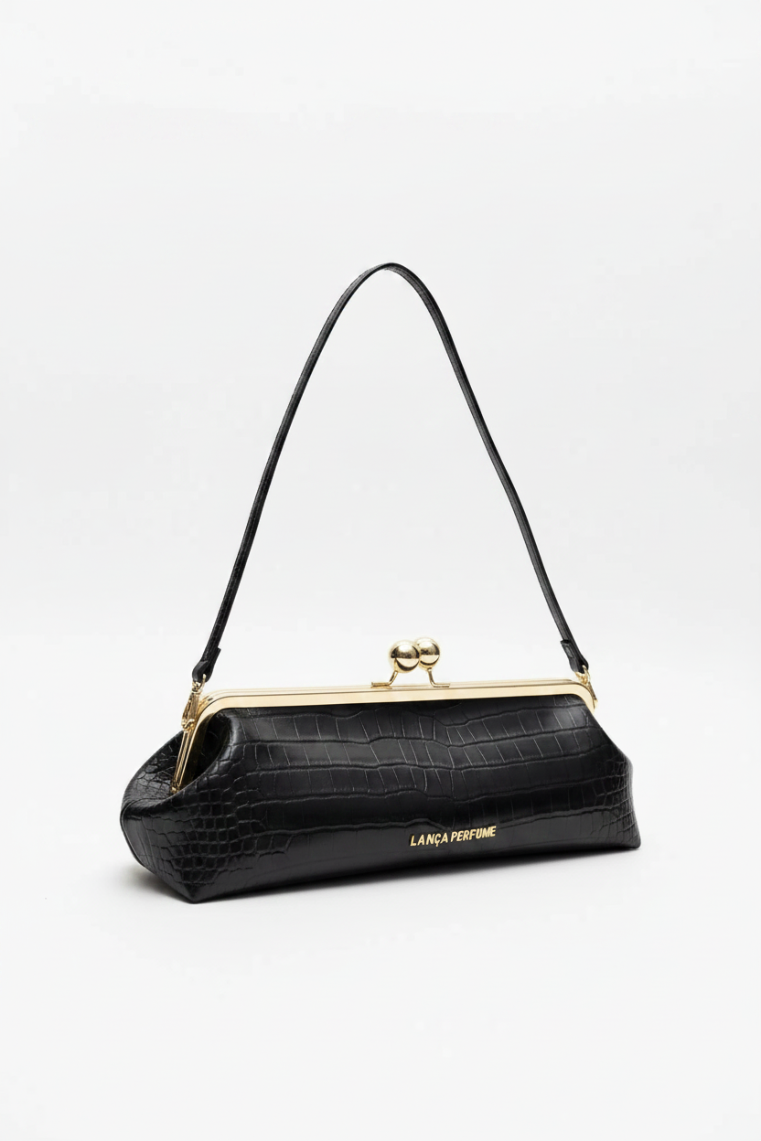 Faux- Crocodile rectangular clutch bag Baroc Boutique