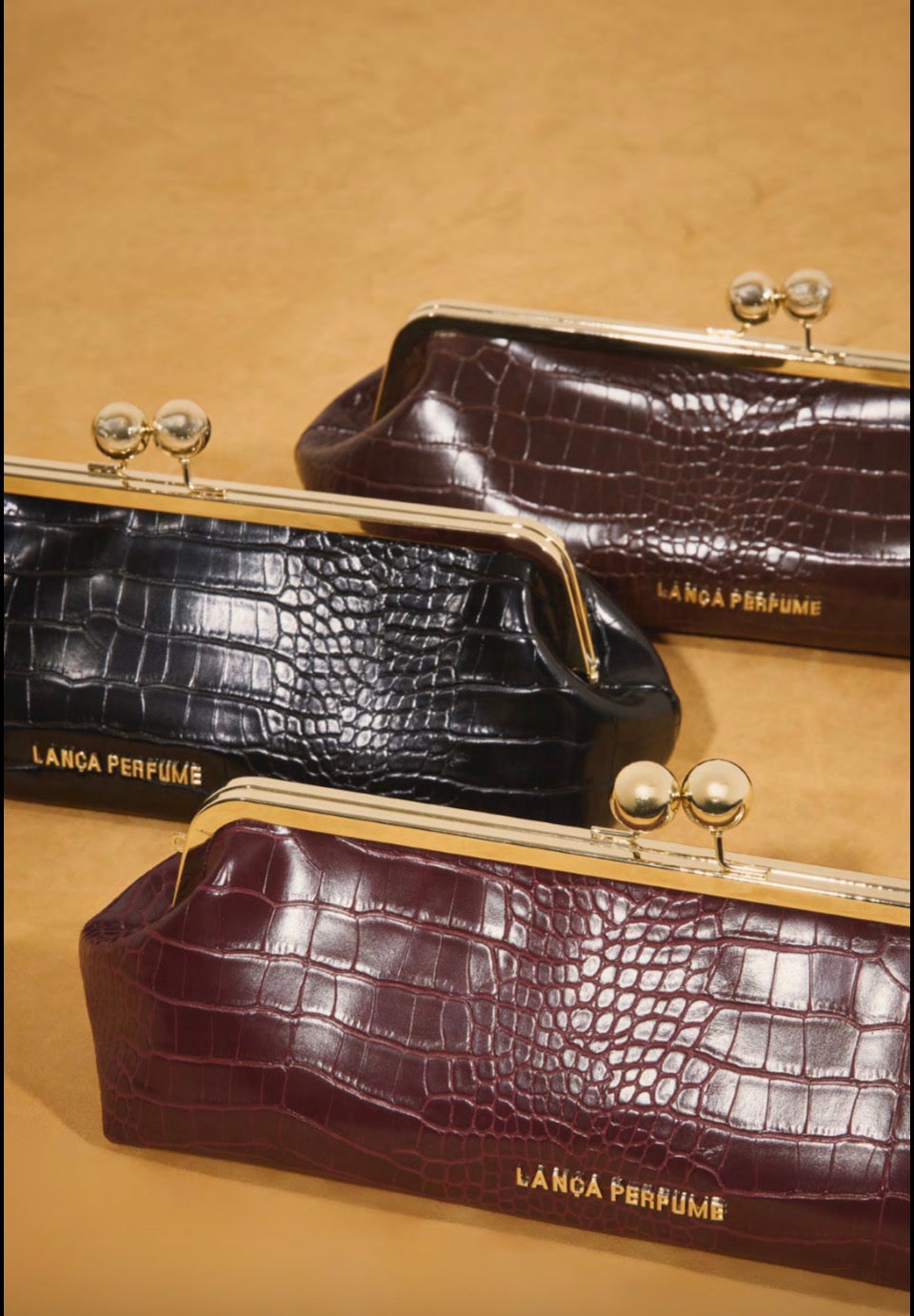 Faux- Crocodile rectangular clutch bag Baroc Boutique