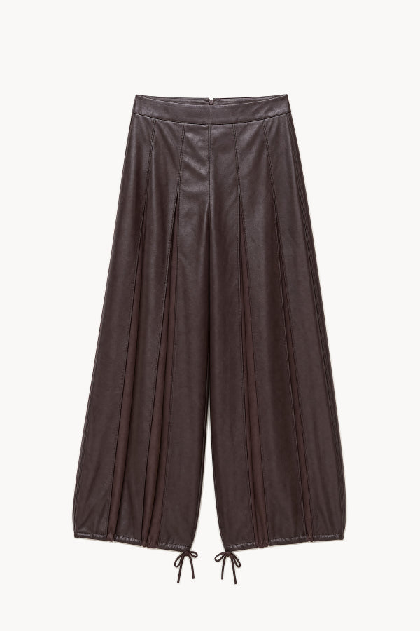 Faux leather wide leg pants with sheer details Baroc Boutique