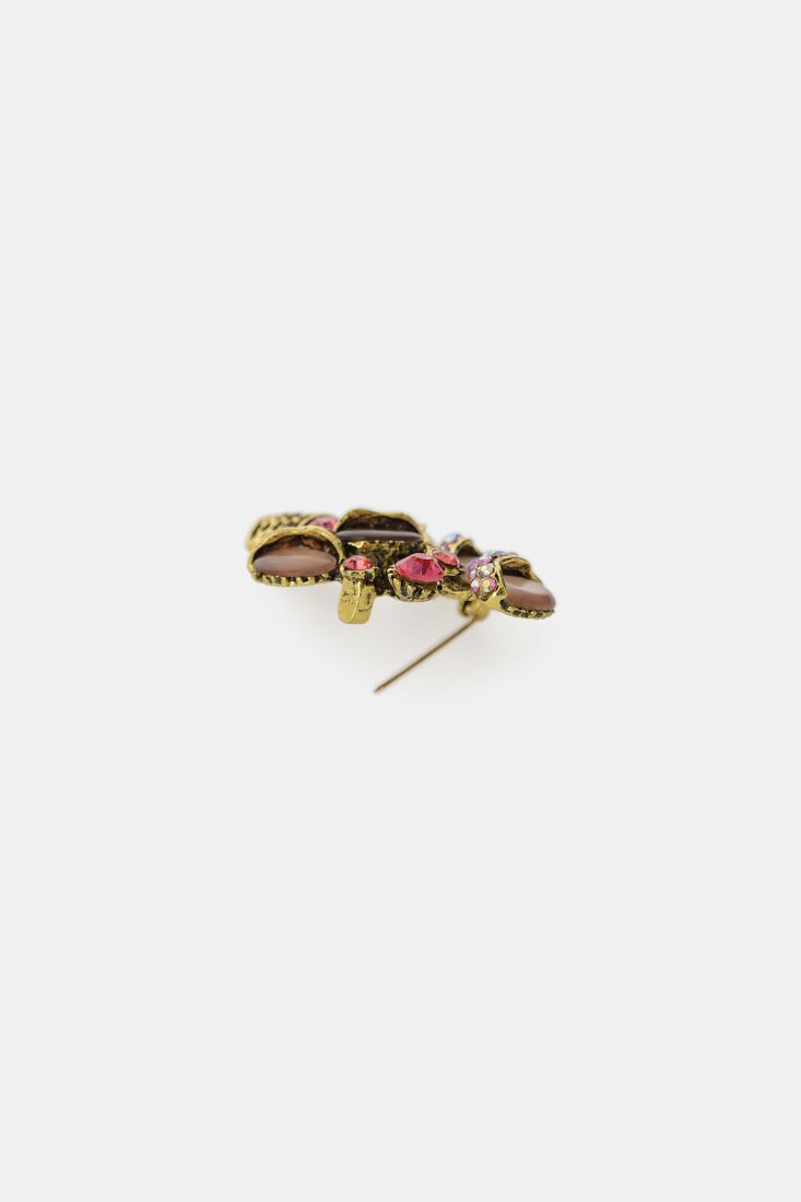 Floral brooch with crystals and gold accents Baroc Boutique