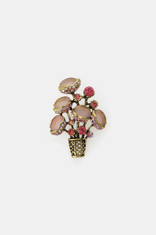 Floral brooch with crystals and gold accents Baroc Boutique
