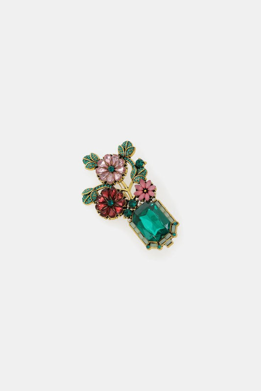 Floral brooch with geometric stones Baroc Boutique