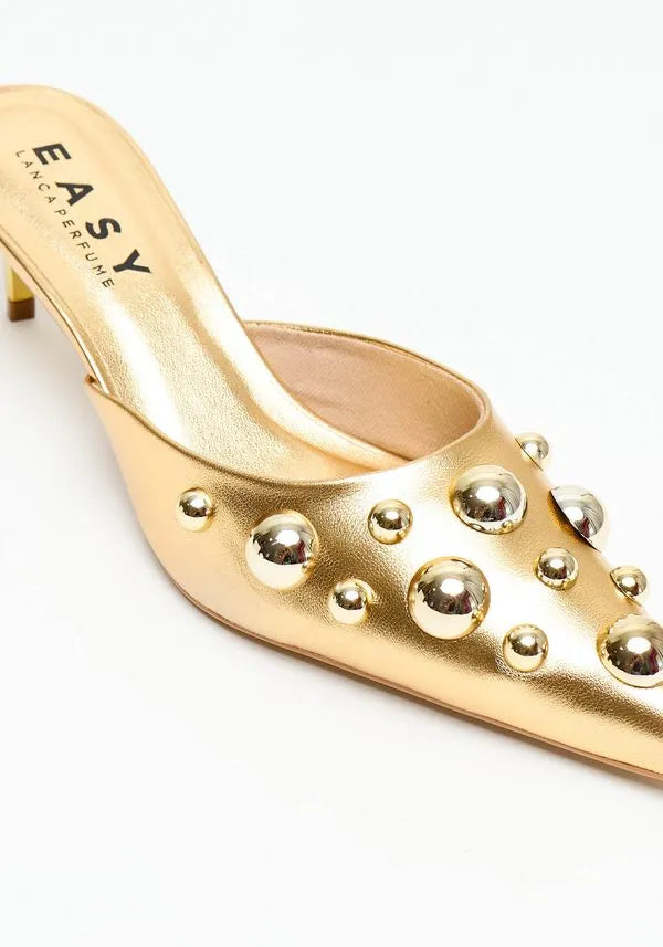 Gold cat heel shoe Baroc Boutique
