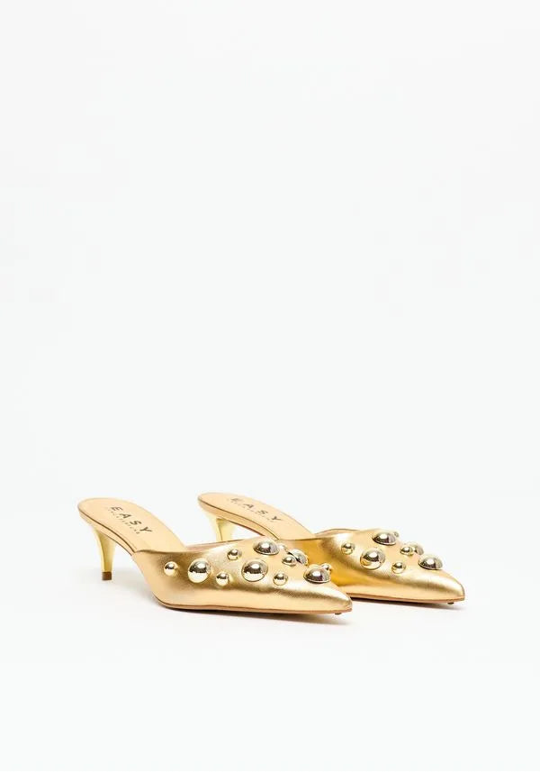 Gold cat heel shoe Baroc Boutique