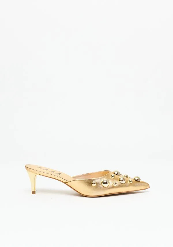 Gold cat heel shoe Baroc Boutique