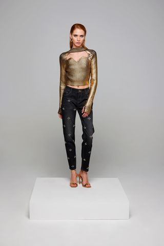 Gold knit top Baroc Boutique