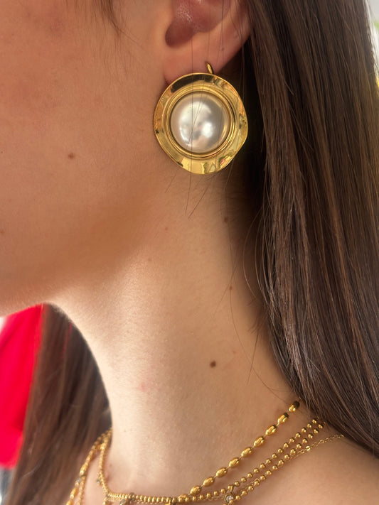 Gold pladed earrings with pearls Baroc Boutique