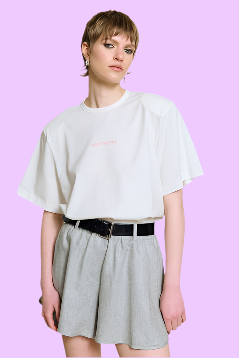 Gray cotton-linen short Baroc Boutique