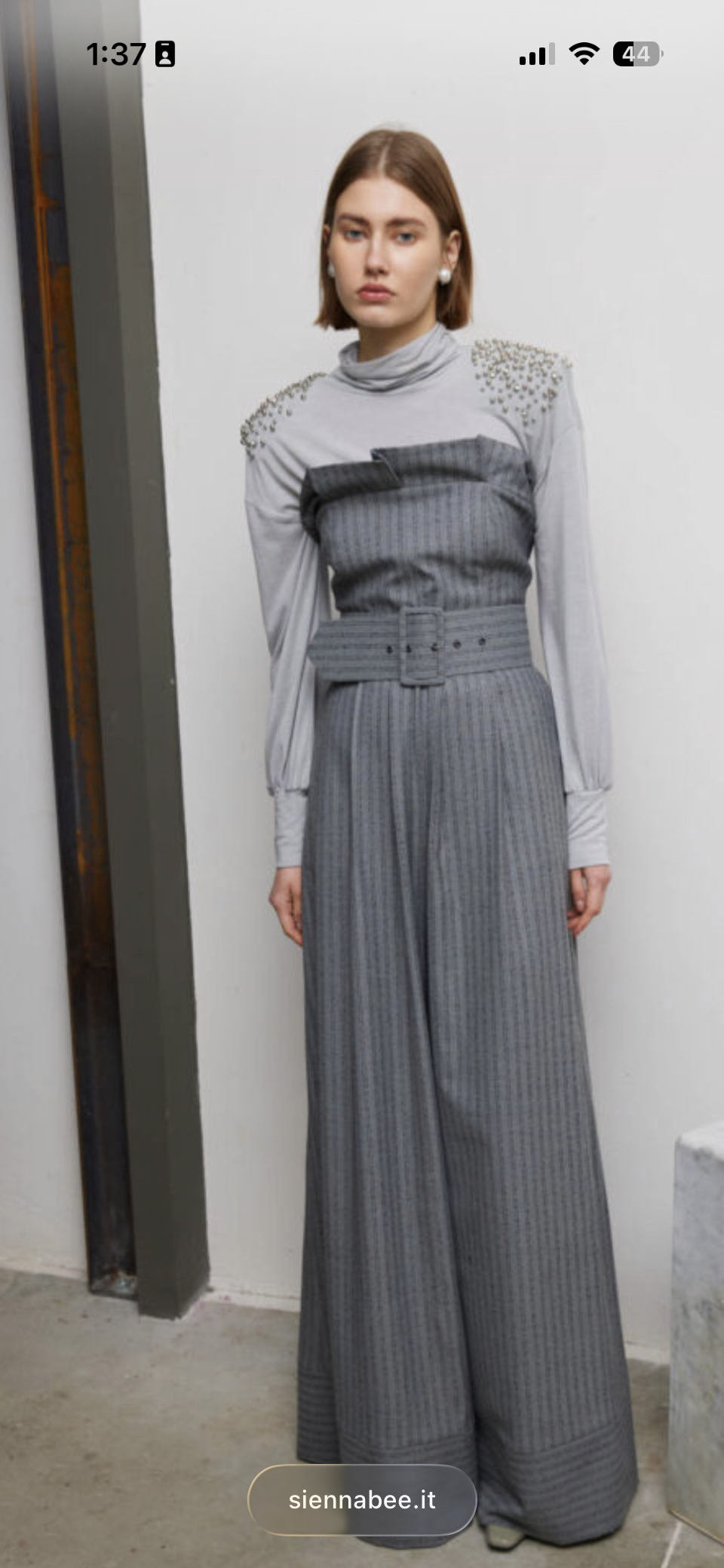 Gray striped strapless jumbsuit Baroc Boutique