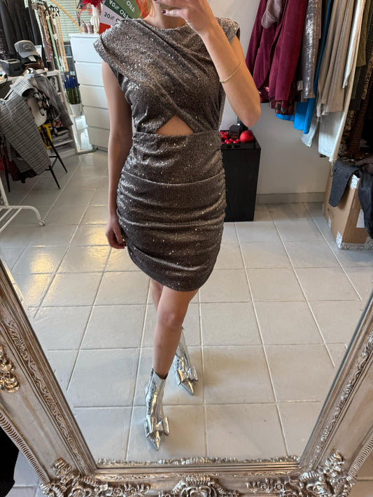 Gray velour mini dress Baroc Boutique