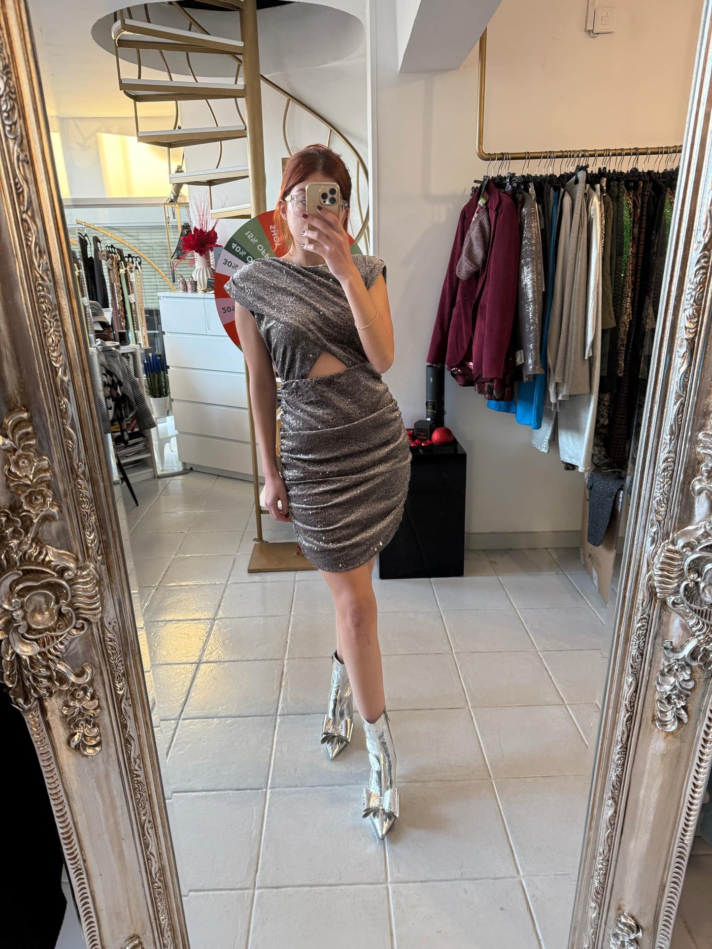 Gray velour mini dress Baroc Boutique
