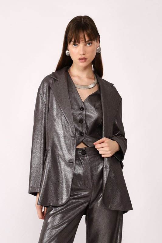 Grey metallic gilet Baroc Boutique