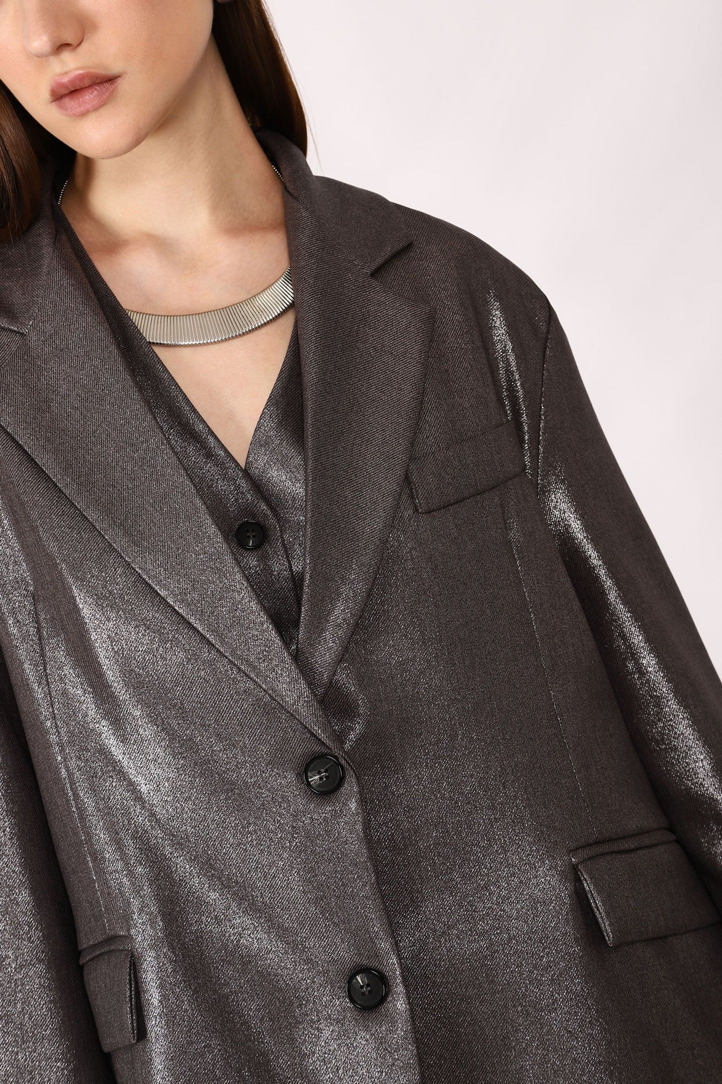 Grey metallic gilet Baroc Boutique