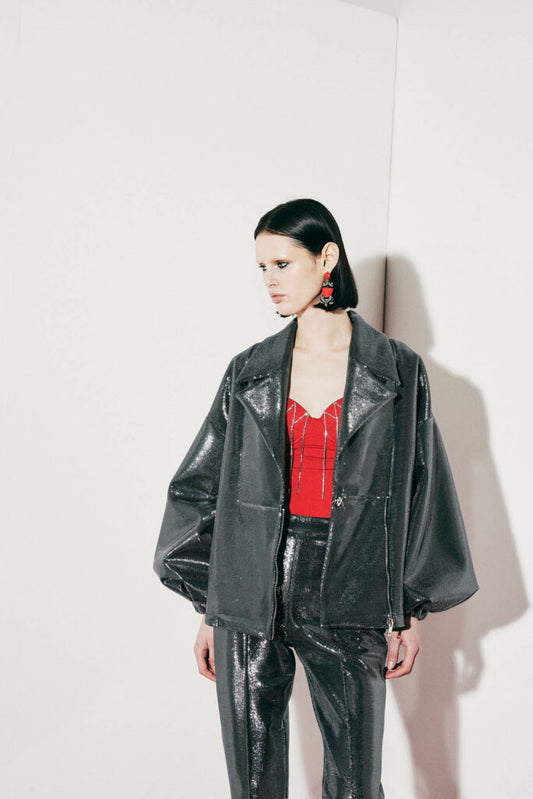 Grey shiny jacket Baroc Boutique