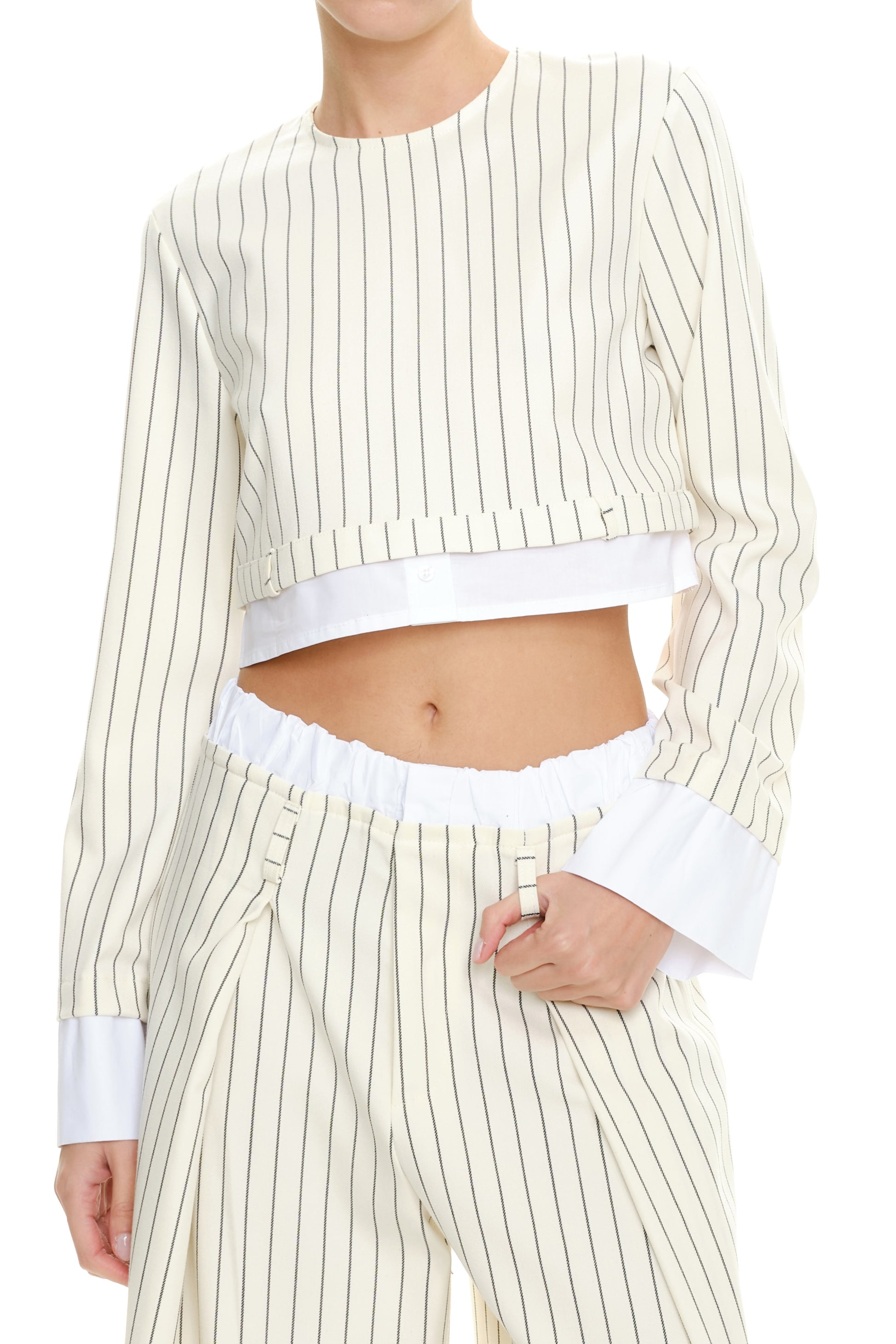 Striped combined crop top Baroc Boutique GREY / SMALL