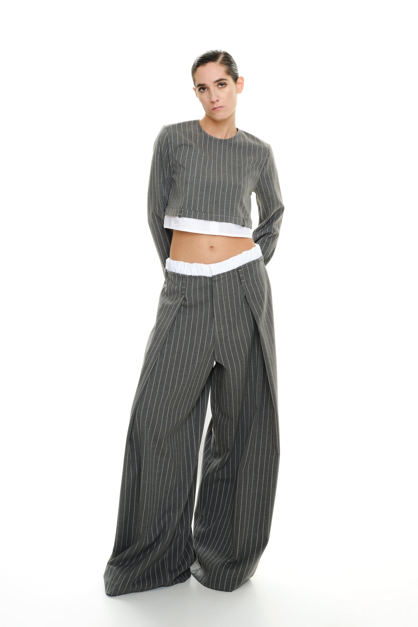 Striped combined crop top Baroc Boutique GREY / SMALL
