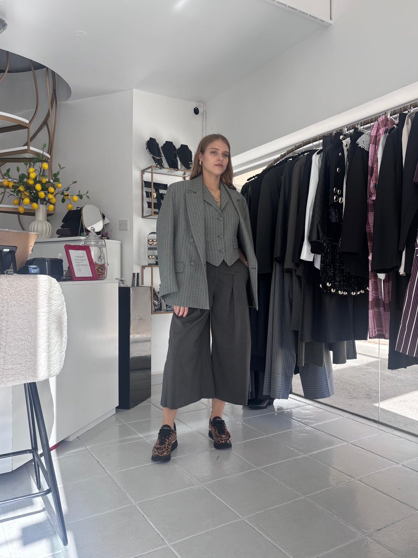 Grey striped blazer Baroc Boutique