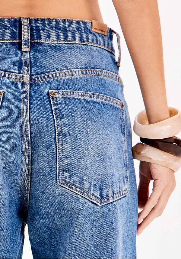 High rise straight leg jeans with embellishment Baroc Boutique