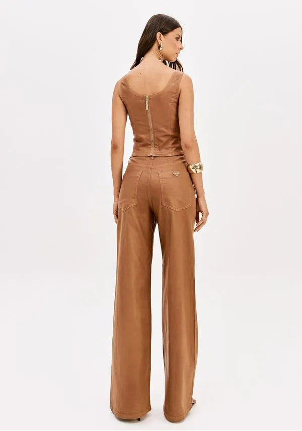High waisted coated wide leg twill jean Baroc Boutique