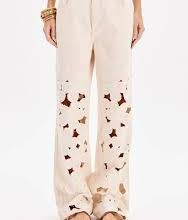 High waisted full length twill pants Baroc Boutique