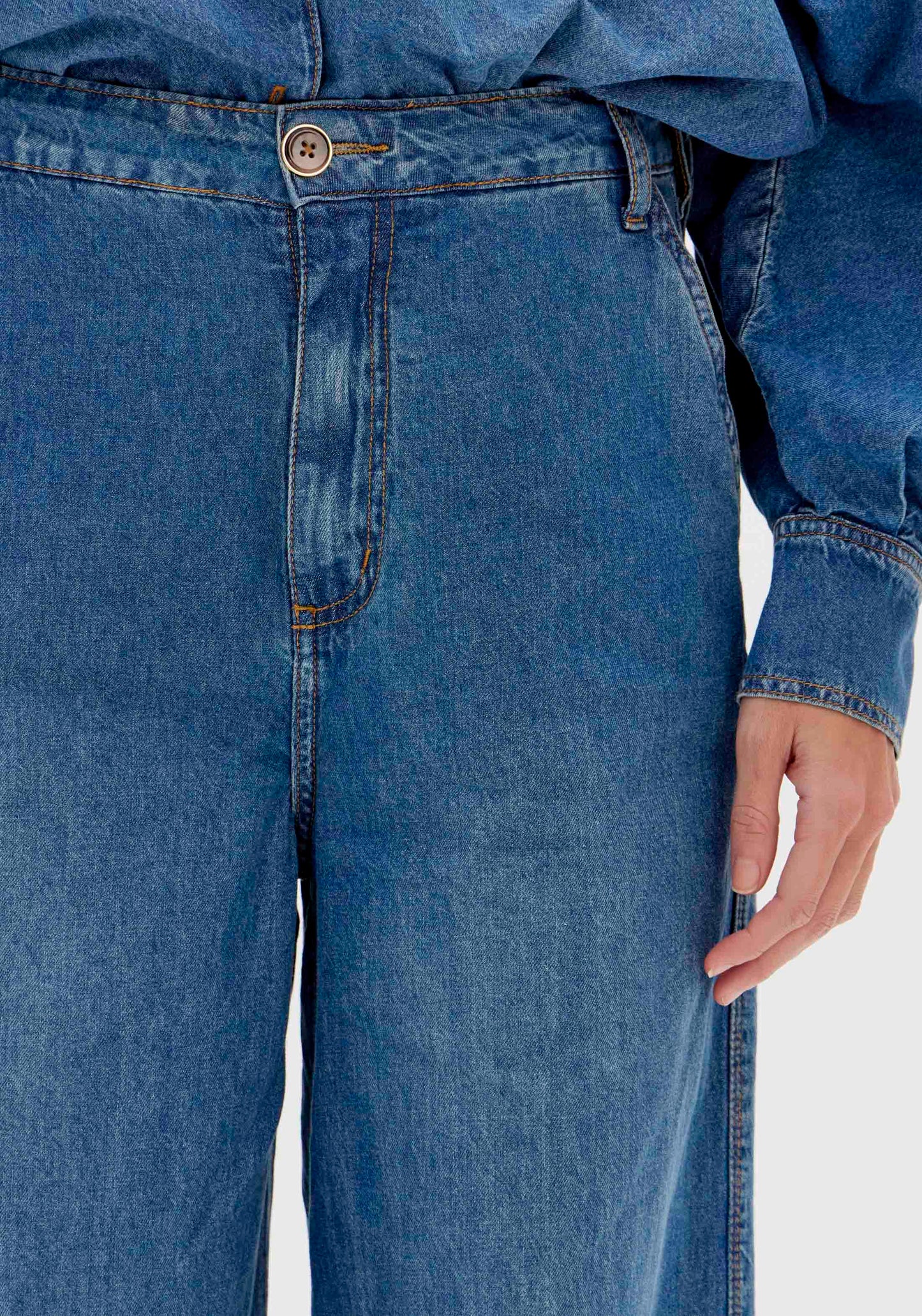 High-Waisted Wide-Leg Denim Jeans with Pockets Baroc Boutique