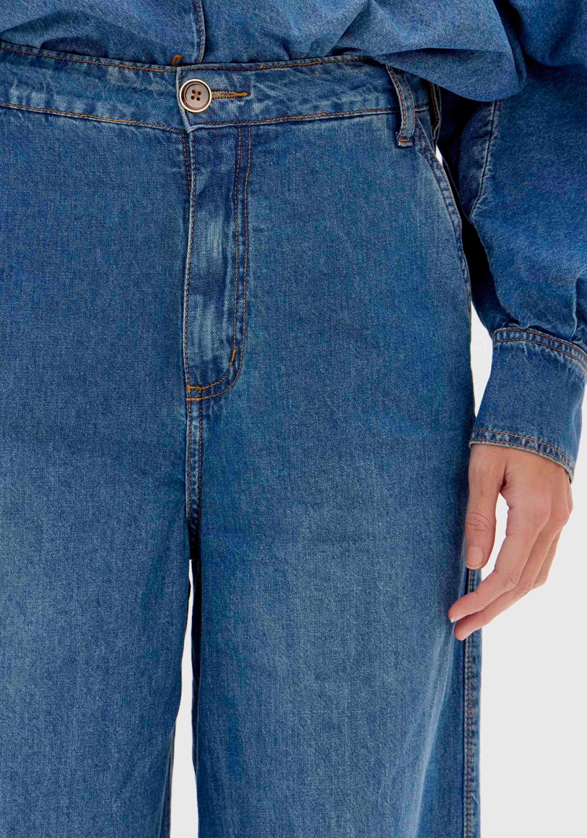 High-Waisted Wide-Leg Denim Jeans with Pockets Baroc Boutique