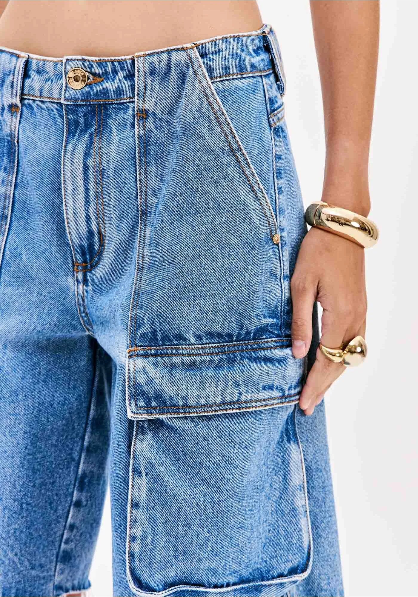 Jean High waist cargo bermuda short Baroc Boutique