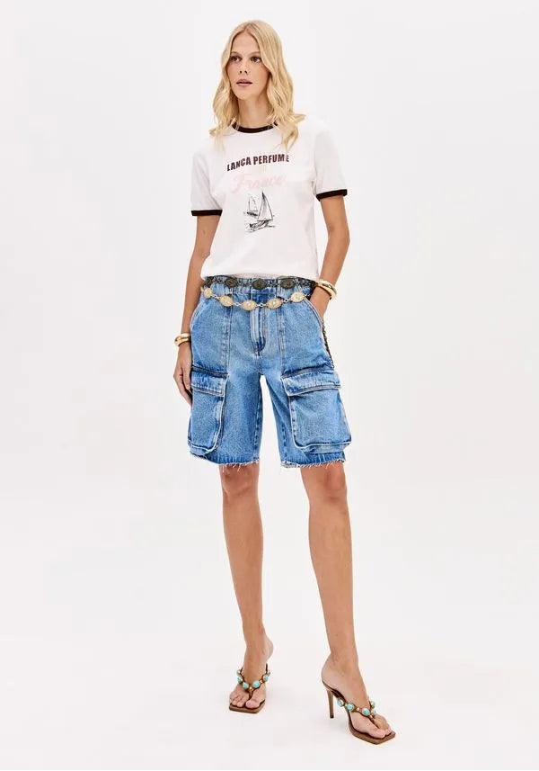 Jean High waist cargo bermuda short Baroc Boutique