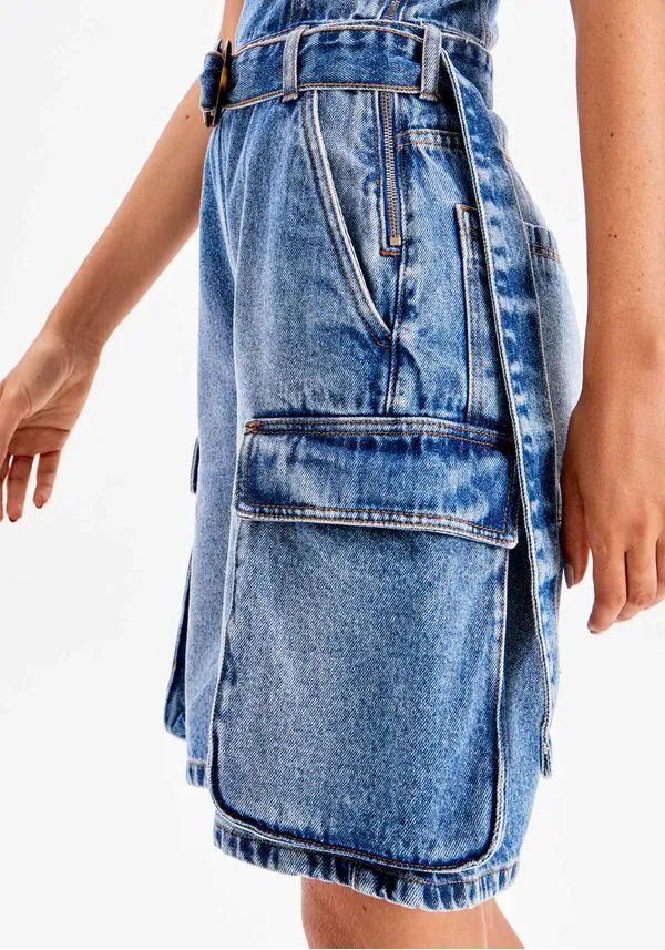 Jean strapless jumpsuit with pockets Baroc Boutique