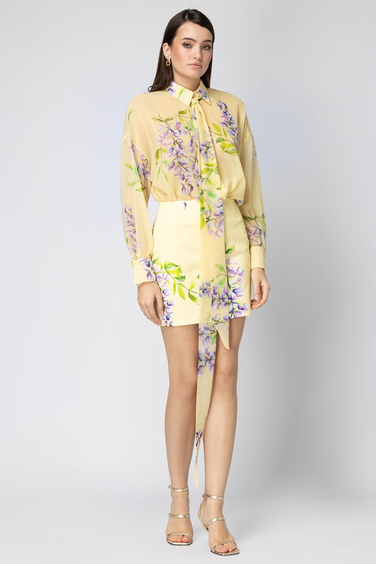 Yellow sheer floral shirt Baroc Boutique L/XL
