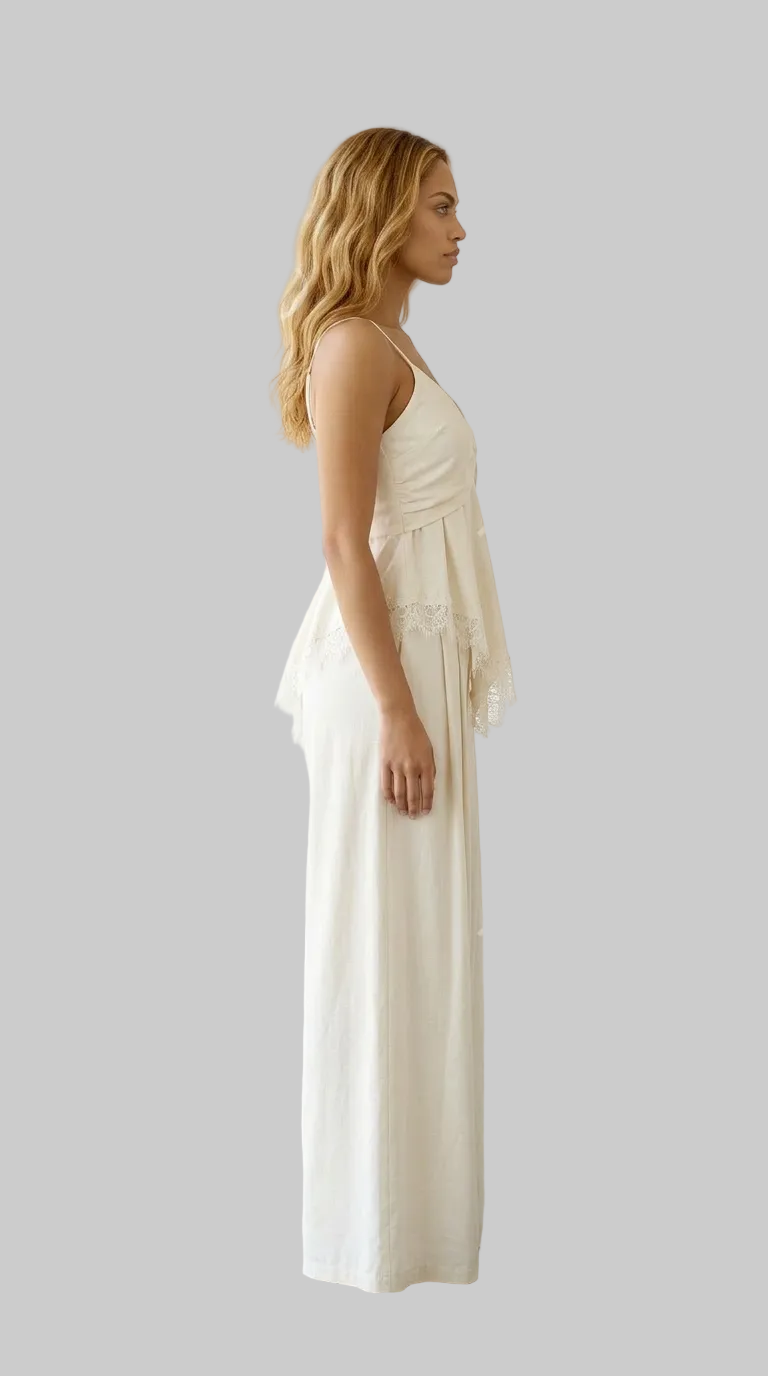 Beige top and wide leg pants Baroc Boutique Large