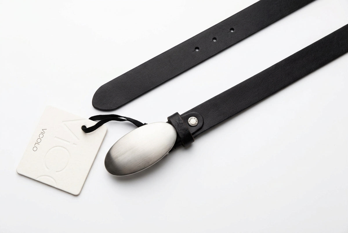 Leather belt with silver buckle Baroc Boutique