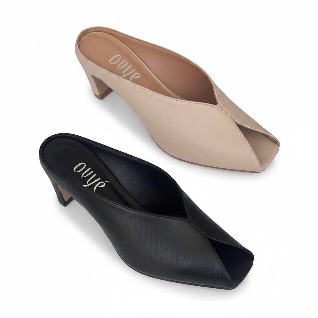 Leather peep-toe mules Baroc Boutique